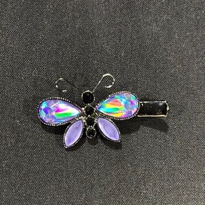 Vintage Avon Butterfly Hair Clip - Purple and Black